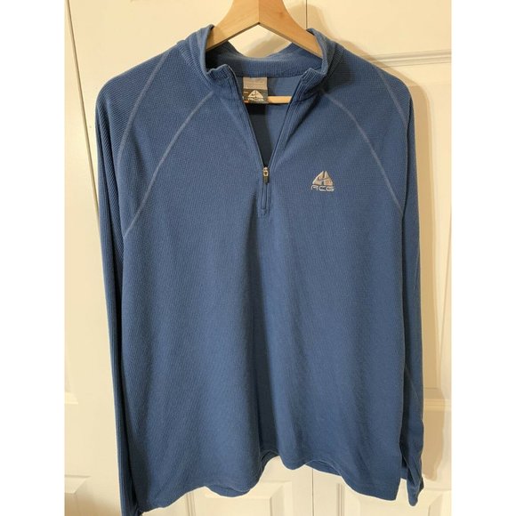 Nike ACG Vintage 1/4 Zip Men’s Sz L Fleece Pullover Blue Embroidered Logo - Picture 3 of 6